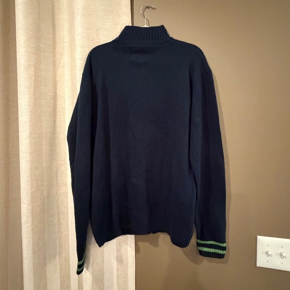 Notre Dame Blue Cardigan Full Zip Sweater, Embroidered, High Neck, Size 2XL - Picture 3 of 10